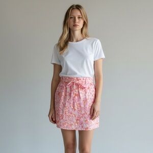 Abound skirt drawstring waist lined aline gauzy coral pink tarry floral size XXS